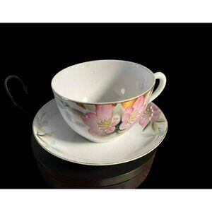 Antique Noritake Tea Cup and Saucer 1916 "Azalea" Pattern 3-D Design Hand Painte
